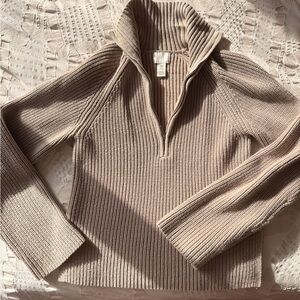 Women's Beige 1/4 Zip Sweater